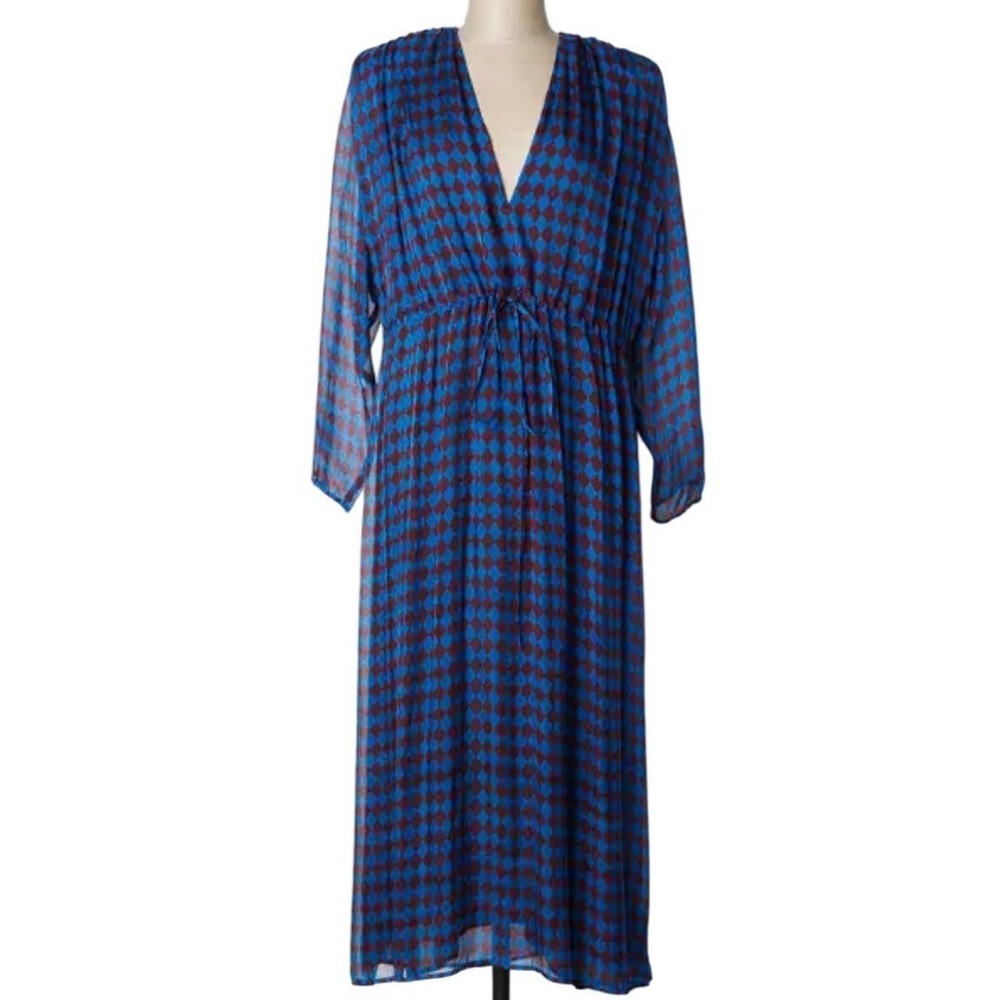 Roseanna Paris NWT Silk Geometric Plaid Midi Dress Sz 34 US 2 Parisian‎ Chic